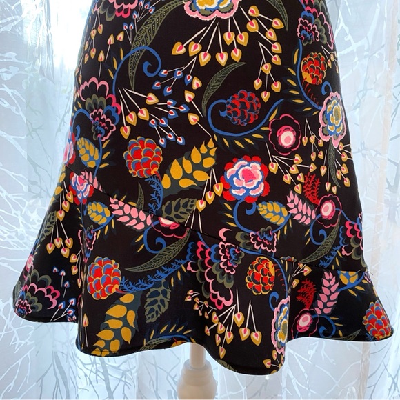 SALONI CELIA BLACK COLORFUL FLORAL PRINT SHEER LACE 1/2 SLEEVES MINI DRESS - Picture 5 of 12
